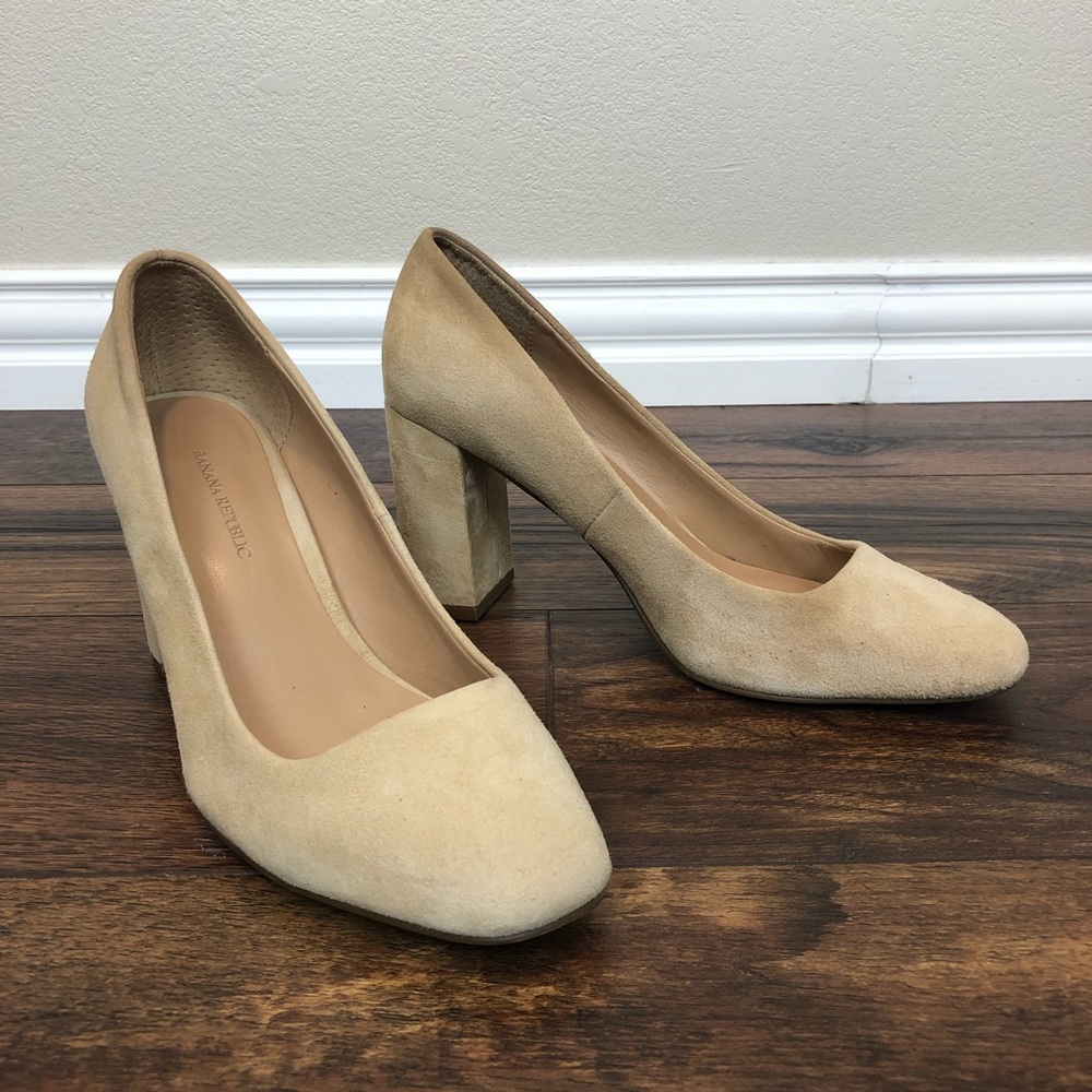 Banana Republic Square Toe Suede Pumps
